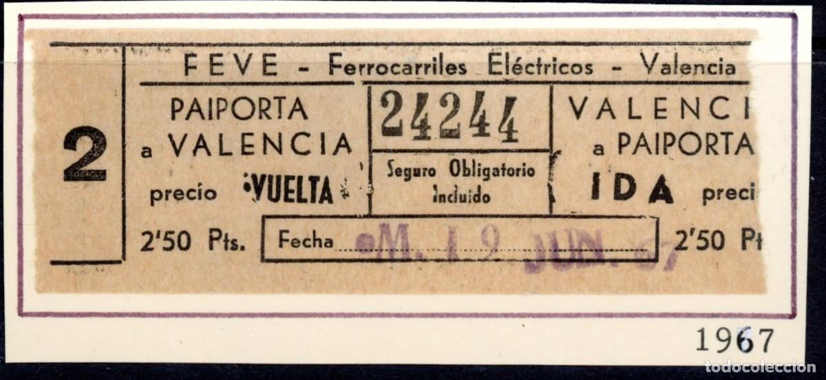 Sammeln von Fahrkarten: BILLETE DE F.E.V.E. Ferrocarriles Electricos - Valencia / PAIPORTA - VALENCIA / LG9.29