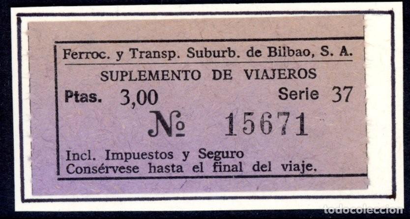 Coleccionismo Billetes de transporte: BILLETE FERROC. TRANSP. SUBUR. BILBAO / LG9.30