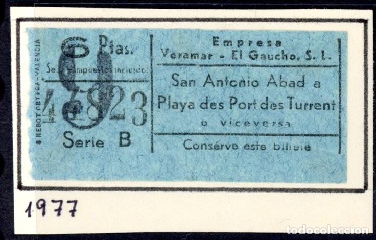 Coleccionismo Billetes de transporte: BILLETE TRANSPORTES VORAMAR - EL GAUCHO / IBIZA / 1977 / LG9.36