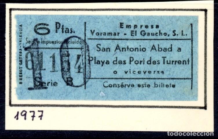 Coleccionismo Billetes de transporte: BILLETE TRANSPORTES VORAMAR - EL GAUCHO / IBIZA / 1977 / LG9.36