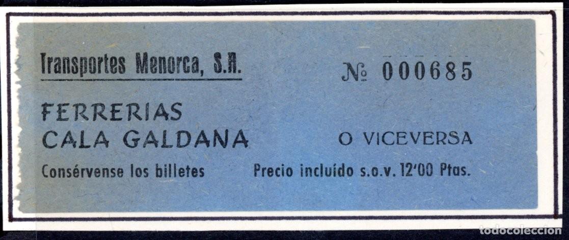 Coleccionismo Billetes de transporte: BILLETE DE TRANSPORTES MENORCA S.A. / FERRERIAS -CALA GALDANA / LG9.44