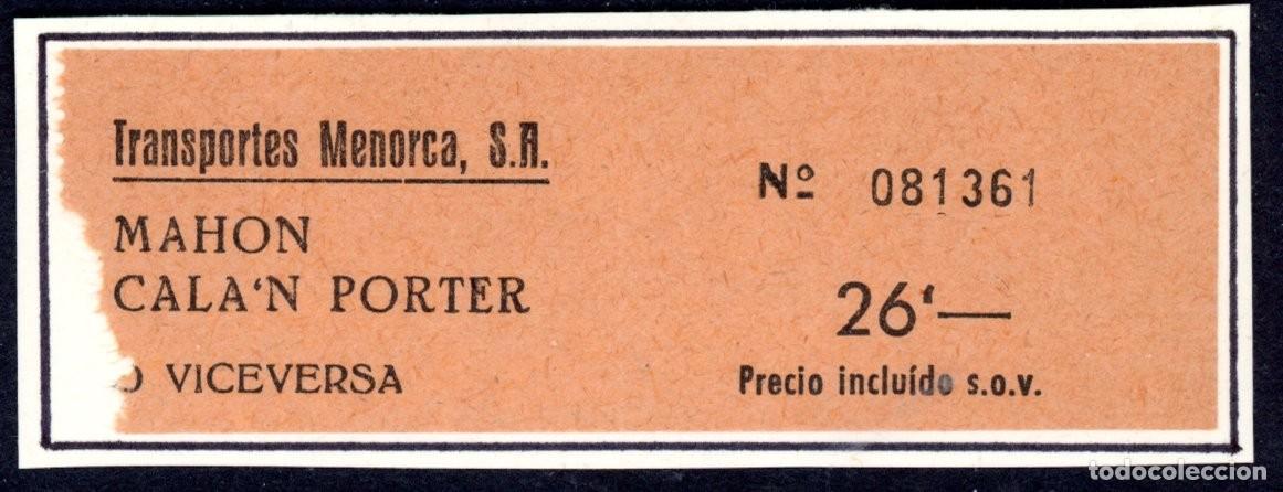Coleccionismo Billetes de transporte: BILLETE DE TRANSPORTES MENORCA S.A. / MAHON - CAL'N PORTER / LG9.44