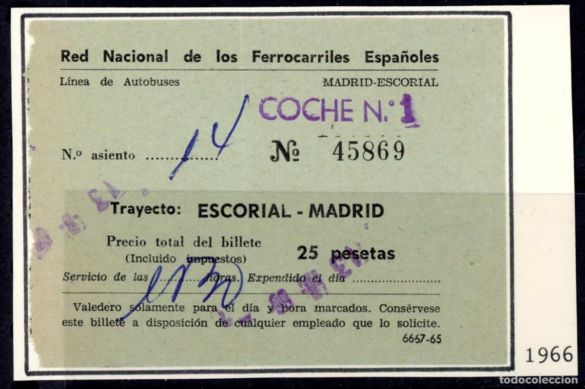 Coleccionismo Billetes de transporte: BILLETE DE RENFE MADRID - ESCORIAL / 1966/ LG9.53