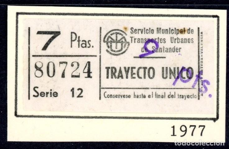 Colecionismos Bilhetes de Transporte: BILLETE DE SERVICIO MUNICIPAL DE TRANSPORTES URBANOS DE SANTANDER /1977/ LG9.60