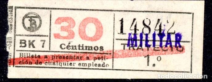 Colecionismos Bilhetes de Transporte: (F22/5) BILLETE DE 30 cts. MILITAR DE TRANVIAS DE BARCELONA / ALB2.35