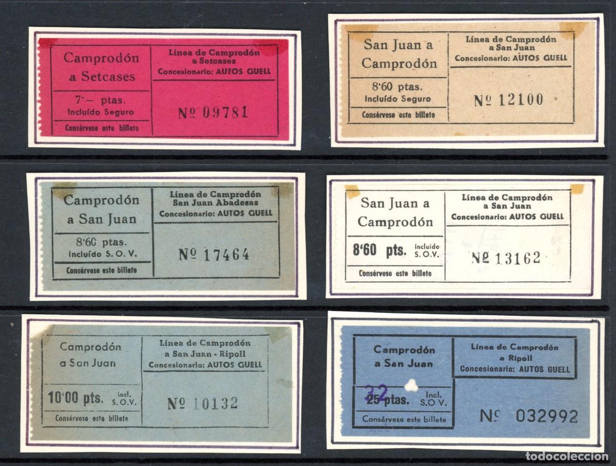 Sammeln von Fahrkarten: 6 Billetes de la Empresa AUTOS GUELL / Ver POBLACIONES /LG6.24