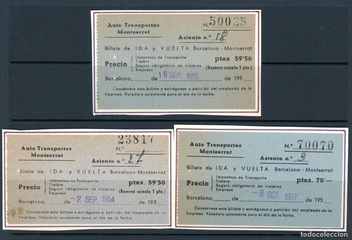 Sammeln von Fahrkarten: 3 Billetes de AUTO TRANSPORTES MONTSERRAT/ A&Ntilde;OS 50 / LG6.38