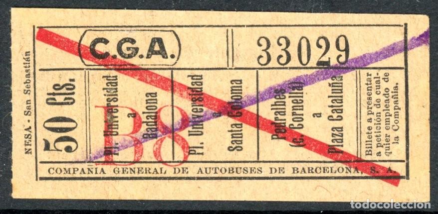 Sammeln von Fahrkarten: (F12/5) BILLETE DE C. G. A. / BARCELONA / L3G17