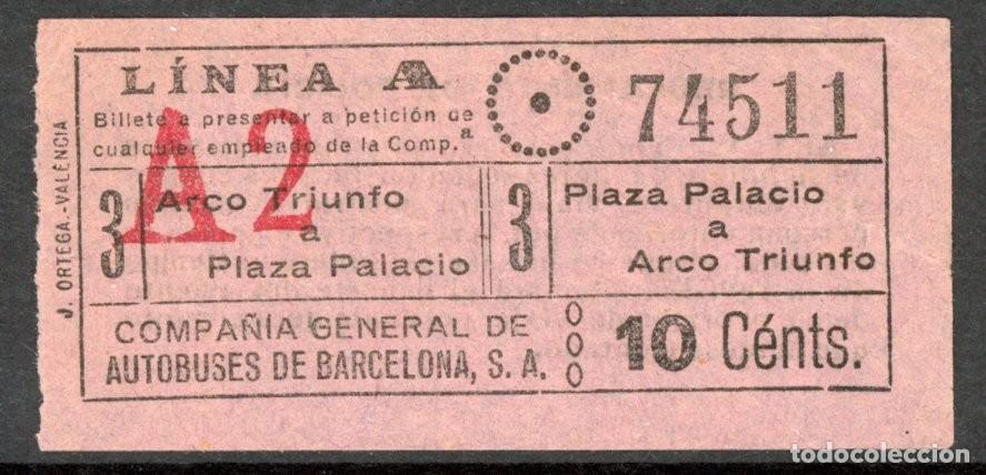 Sammeln von Fahrkarten: (F12/5) BILLETE DE C. G. A. / BARCELONA / L3G18