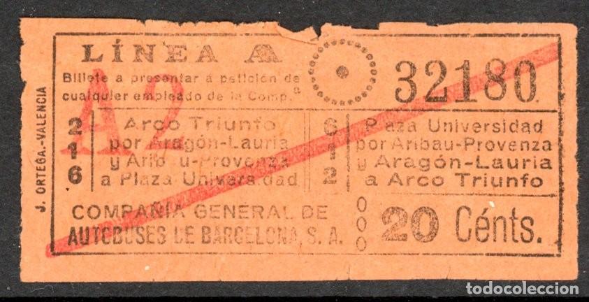 Sammeln von Fahrkarten: (F12/5) BILLETE DE C. G. A. / BARCELONA / L3G18