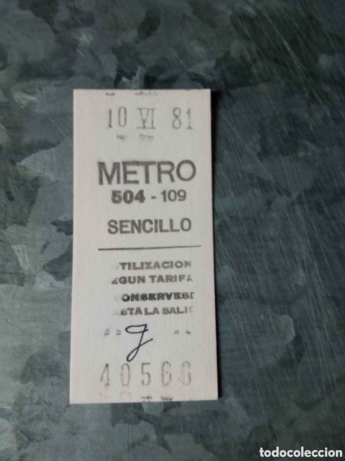 Collectionnisme Billets de transport: Billete metro de Madrid a&ntilde;o 1981 estaci&oacute;n 504 - 109 sencillo