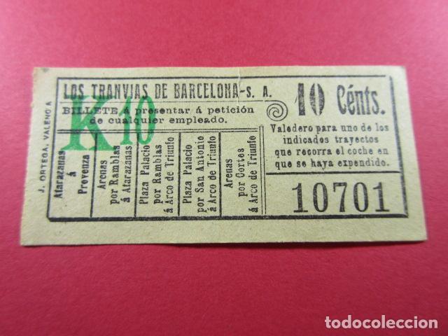 Collectionnisme Billets de transport: Ref: LTDB_01 - LOS TRANVIAS DE BARCELONA - IMPRESOR J. ORTEGA - VER TRAYECTOS - CAPICUA 10701
