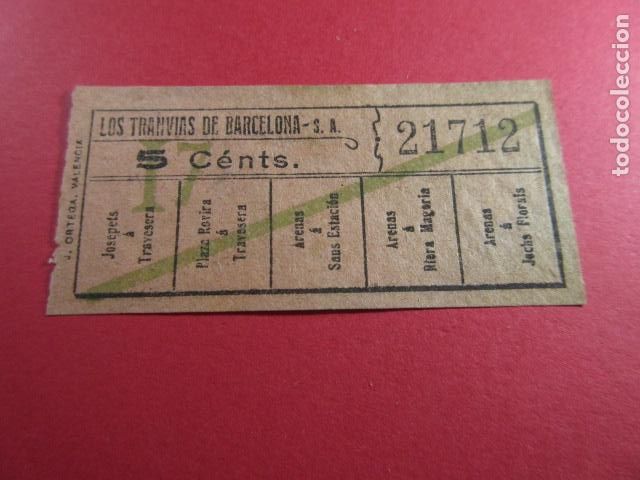 Collectionnisme Billets de transport: Ref: LTDB_01 - LOS TRANVIAS DE BARCELONA - IMPRESOR J. ORTEGA - VER TRAYECTOS - CAPICUA 21712