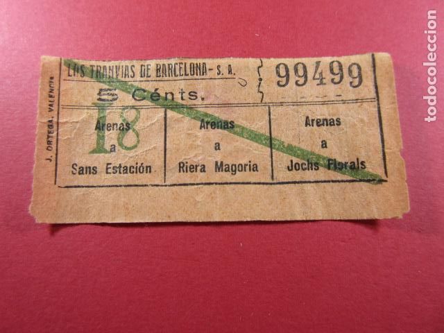 Collectionnisme Billets de transport: Ref: LTDB_01 - LOS TRANVIAS DE BARCELONA - IMPRESOR J. ORTEGA - VER TRAYECTOS - CAPICUA 99499