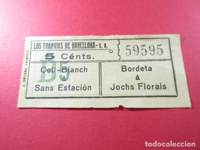 Collectionnisme Billets de transport: Ref: LTDB_01 - LOS TRANVIAS DE BARCELONA - IMPRESOR J. ORTEGA - VER TRAYECTOS - capicua 59595