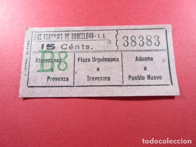 Collectionnisme Billets de transport: Ref: LTDB_01 - LOS TRANVIAS DE BARCELONA - IMPRESOR J. ORTEGA - VER TRAYECTOS - capicua 38383