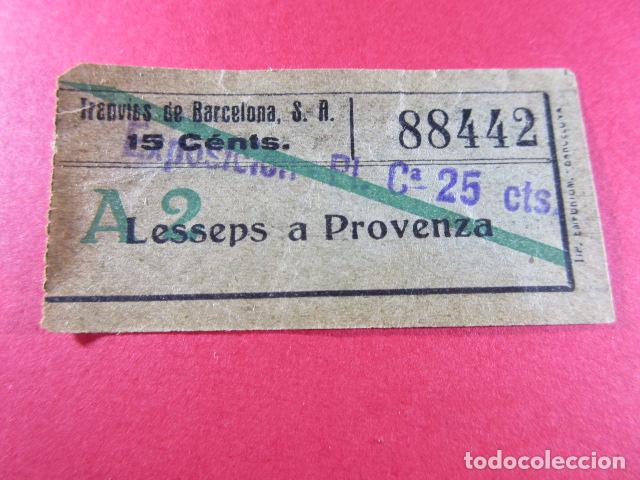 Sammeln von Fahrkarten: BILLETE TRANVIAS DE BARCELONA 1929 A LA EXPOSICI&Oacute;N CON SELLO