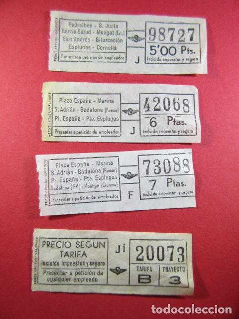 Sammeln von Fahrkarten: 4 BILLETE DIFERENTES TRAYECTOS URBAS URBANIZACIONES Y TRANSPORTE DE BARCELONA