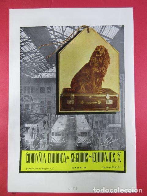 Sammeln von Fahrkarten: PUBLICIDAD 1953 - COLECCION EL FERROCARRIL - COMPA&Ntilde;IA EUROPEA SEGUROS VIAJE (VER AUTOMOTOR)