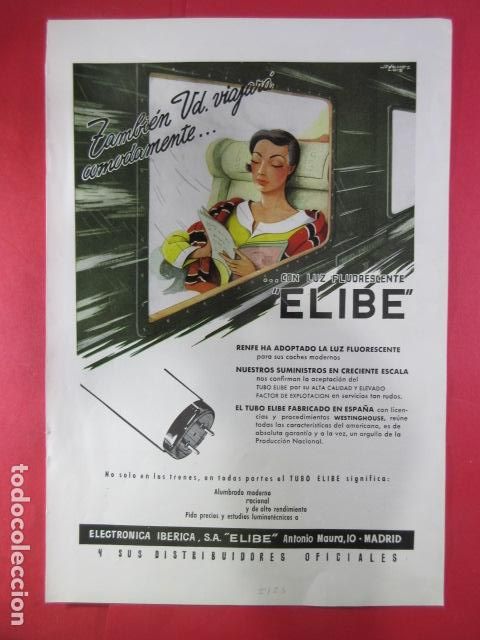 Sammeln von Fahrkarten: PUBLICIDAD 1953 - COLECCION EL FERROCARRIL - TUBO FLUORESCENTE ELIBE VIAJE COMODAMENTE