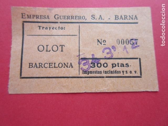 Coleccionismo Billetes de transporte: Ref: FFCCGER_01 - EMPRESA GUERRERO, S.A. BARNA - OLOT BARCELONA