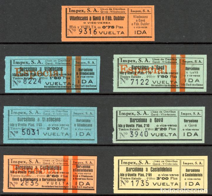 Sammeln von Fahrkarten: 7 BILLETES DE OMNIBUS DE IMPEX, S.A. / GAVA - VILADECANS / S42