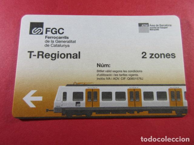 Colecionismos Bilhetes de Transporte: REF: COL_FGC_01 COLECCION FGC FERROCARRILES GENERALITAT TARJETA T-REGIONAL 2 ZONAS MODELO 1