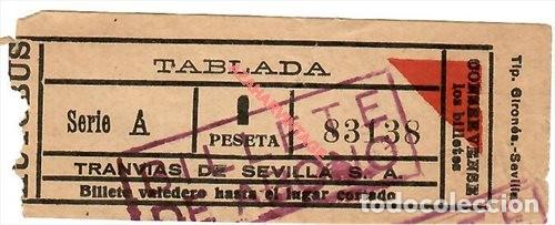 Sammeln von Fahrkarten: ANTIGUO BILLETE TRANVIAS DE SEVILLA, LINEA TABLADA, CAPICUA 83138