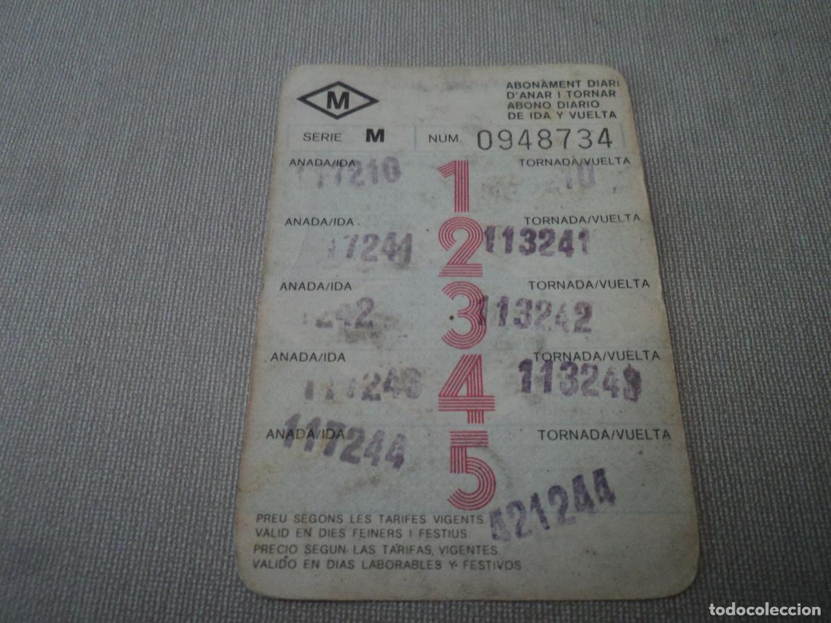 Sammeln von Fahrkarten: ANTIGUO BONO DEL METRO DE BARCELONA - IDA Y VUELTA 5 DIAS - ABONAMENT DIARI D' ANAR I TORNAR
