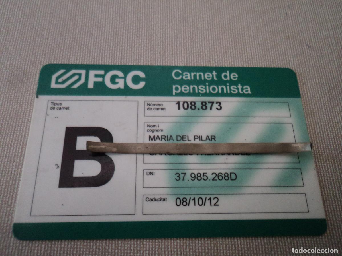 Sammeln von Fahrkarten: tarjeta carnet de transporte pensionista, tipo B, ferrocarriles de la generalitat de catalunya.