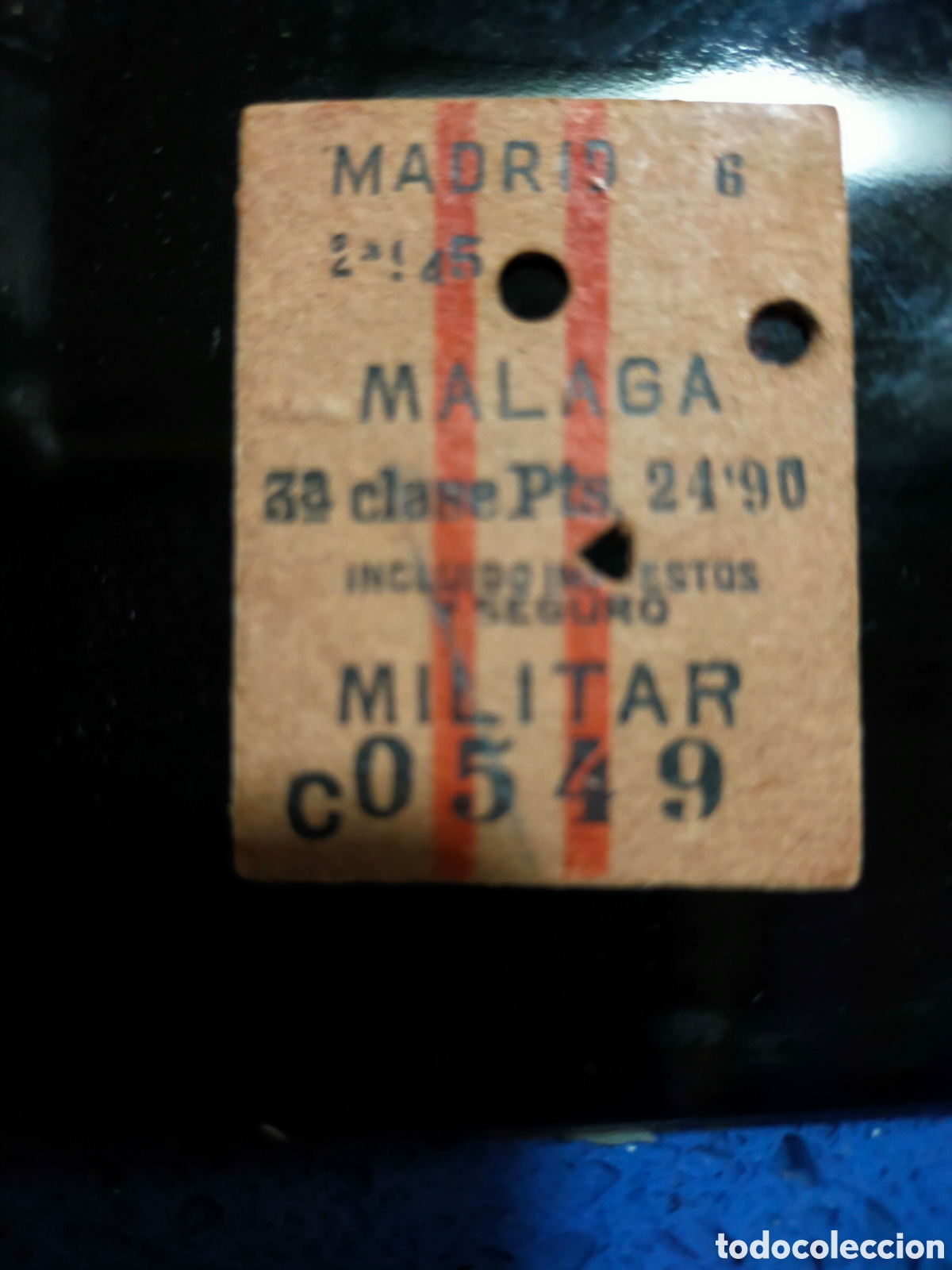 Colecionismos Bilhetes de Transporte: Antiguo billete de tren Madrid M&aacute;laga militar