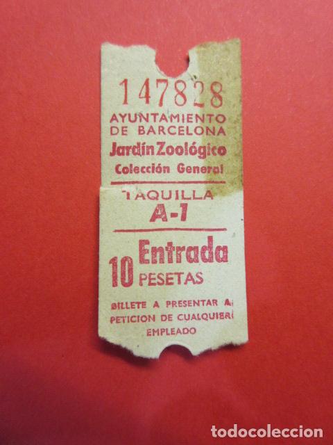 Colecionismos Bilhetes de Transporte: ZOO DE BARCELONA - ZOOLOGICO BILLETE ENTRADA 10 PESETAS TAQUILL A-1
