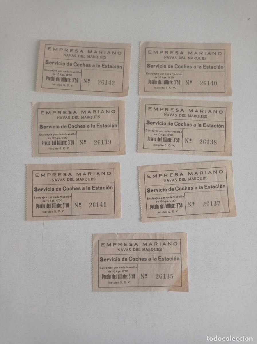 Colecionismos Bilhetes de Transporte: Lote de 7 antiguos billetes de autob&uacute;s a&ntilde;os 60., Empresa Mariano ,Navas del Marqu&eacute;s Avila