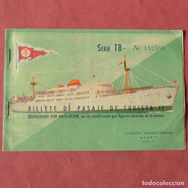 Colecionismos Bilhetes de Transporte: BILLETE DE PASAJE DE TURISTA - COMPA&Ntilde;IA TRANSMEDITERRANEA - A&Ntilde;OS 50