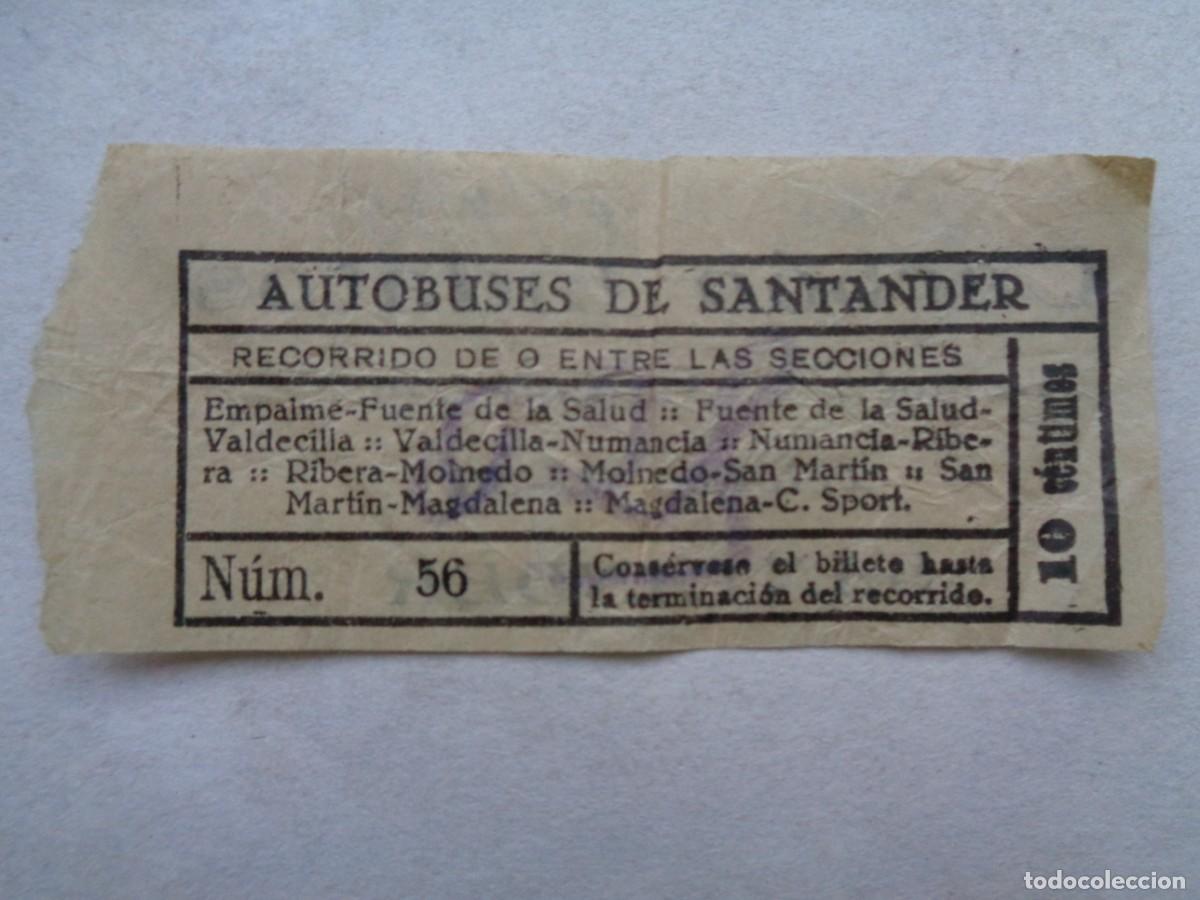 Colecionismos Bilhetes de Transporte: BILLETE DE AUTOBUSES DE SANTANDER . PUBLICIDAD CARBON INDATOS . 1932