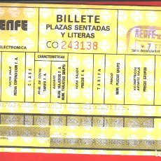 Coleccionismo Billetes de transporte: RENFE. BILLETE PLAZAS SENTADAS Y LITERAS. MADRID ATOCHA - LINARES BAEZA. AÑOS 80.....ZXY