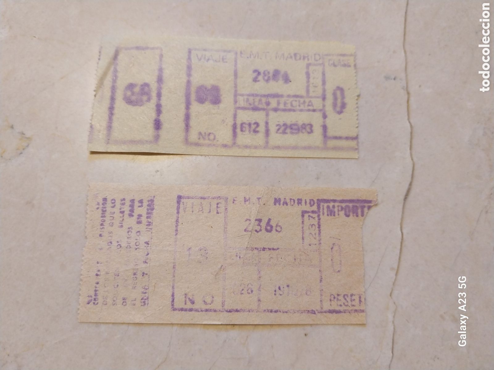 Coleccionismo Billetes de transporte: DOS BILLETES AUTOBUS EMT DE MADRID A&Ntilde;OS 78 Y 83 . LINEAS 612 Y 26