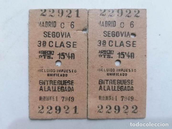 Coleccionismo Billetes de transporte: ANTIGUOS BILLETES DE RENFE 3&ordf; CLASE, SEGOVIA - 6-11-1949