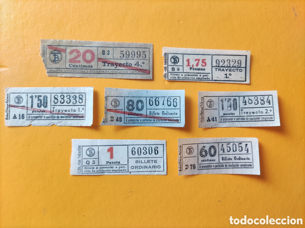 Collectionnisme Billets de transport: Lote 7 billetes de transporte capic&uacute;a