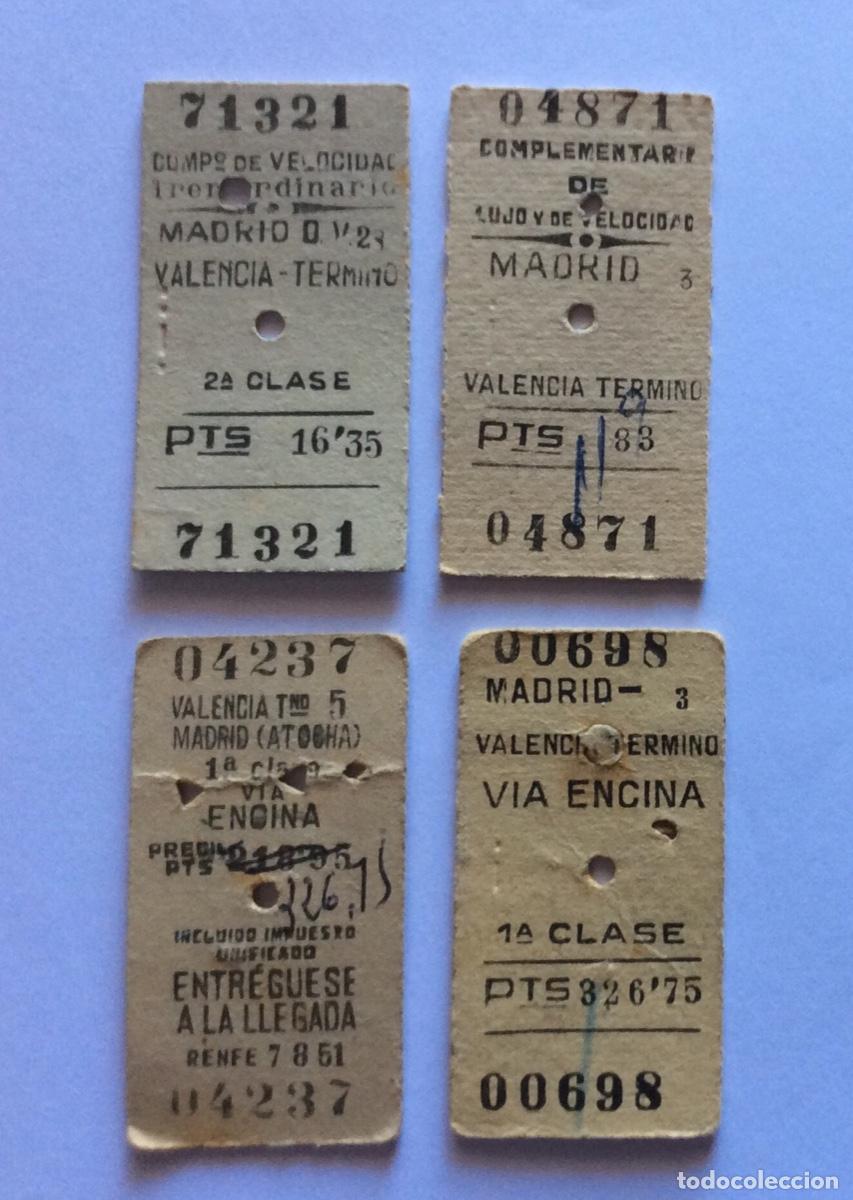 Colecionismos Bilhetes de Transporte: 4 BILLETE EDMONDSON EDMONSON MADRID VALENCIA V&Iacute;A ENCINA COMPLEMENTARIO LUJO Y VELOCIDAD