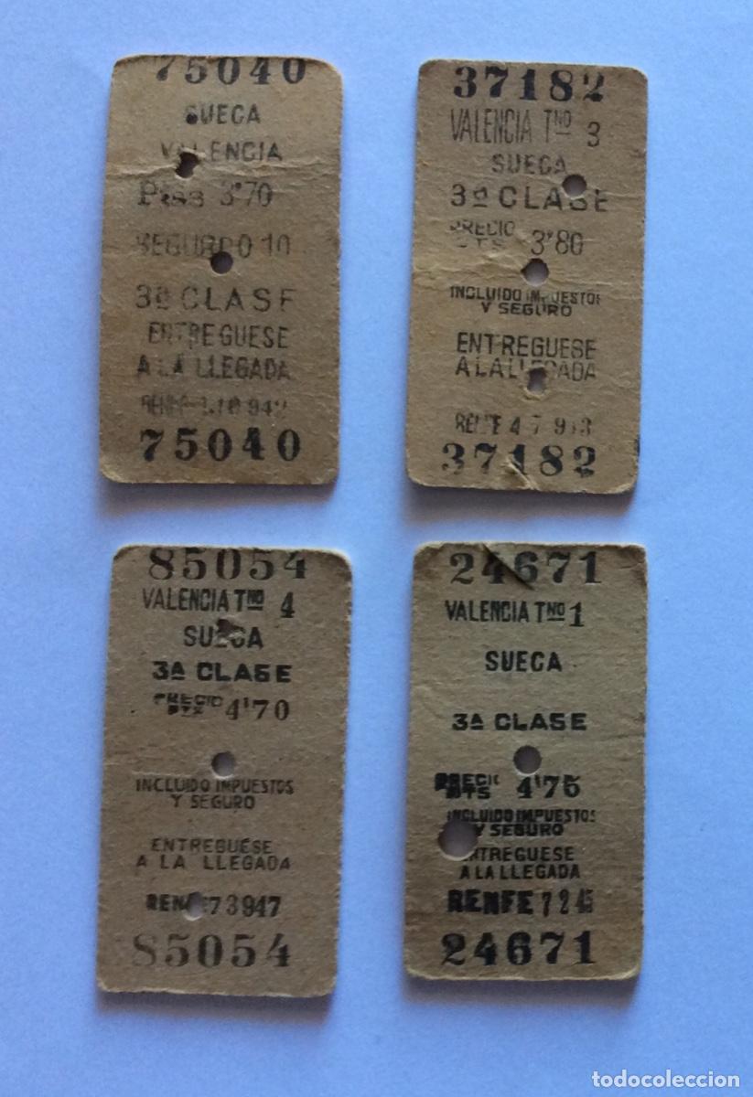 Colecionismos Bilhetes de Transporte: 4 BILLETE EDMONDSON EDMONSON DISTINTOS VALENCIA SUECA