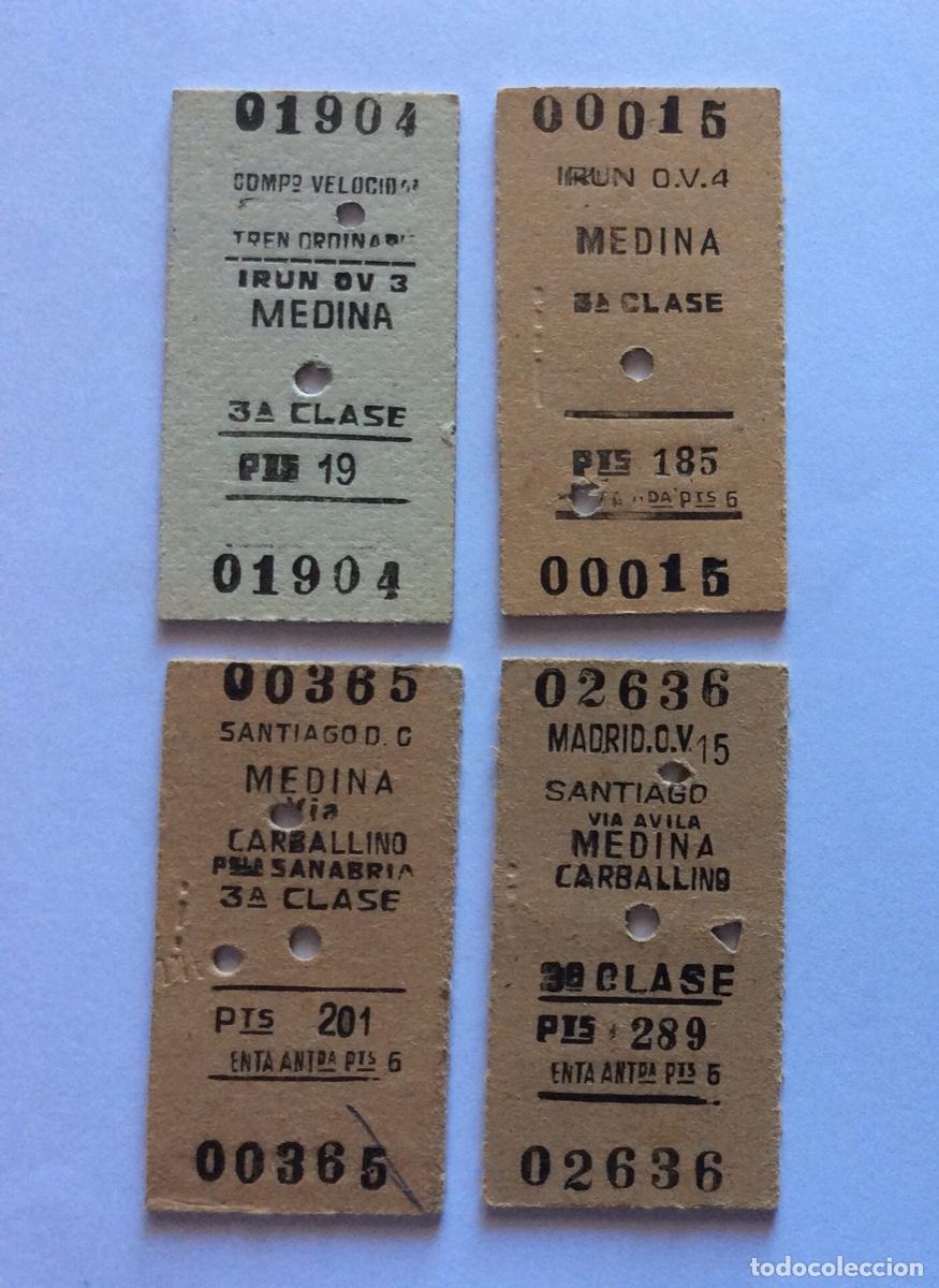 Colecionismos Bilhetes de Transporte: 4 BILLETE EDMONDSON EDMONSON MADRID V&Iacute;A AVILA CARBALLINO IR&Uacute;N MEDINA PUEBLA SANABRIA COMP VELOCIDAD