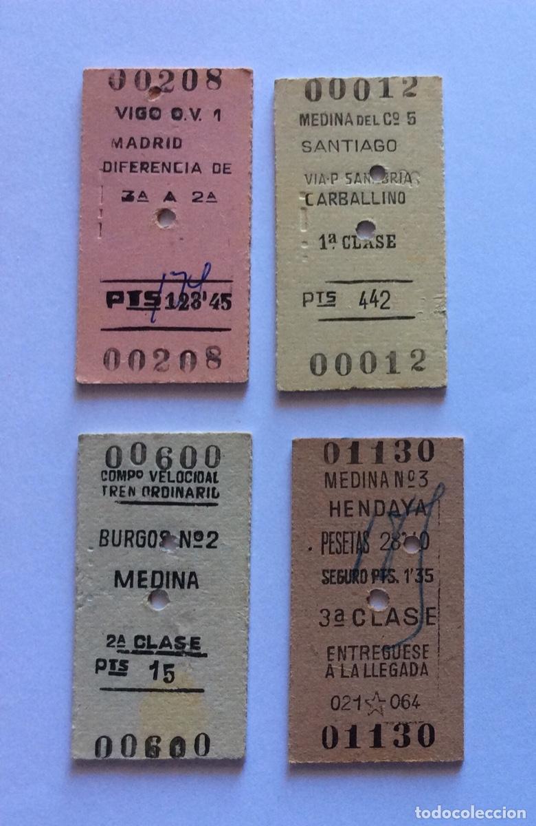 Colecionismos Bilhetes de Transporte: 4 BILLETE EDMONDSON EDMONSON MEDINA HENDAYA V&Iacute;A SANABRIA CARBALLINO COMP BURGOS DIF VIGO MADRID