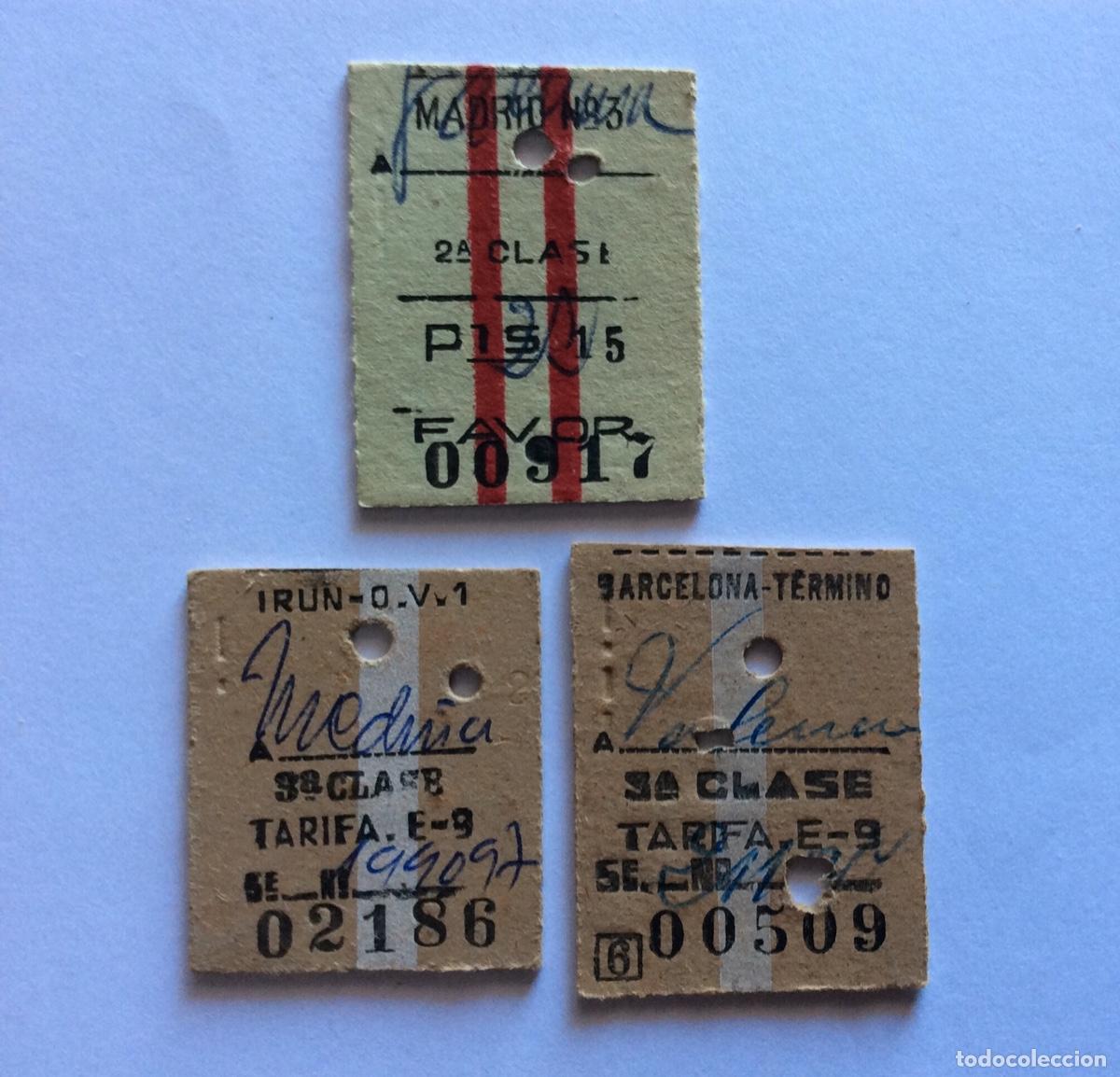 Colecionismos Bilhetes de Transporte: 3 MEDIO BILLETE EDMONDSON EDMONSON IR&Uacute;N MEDINA MADRID BARCELONA VALENCIA