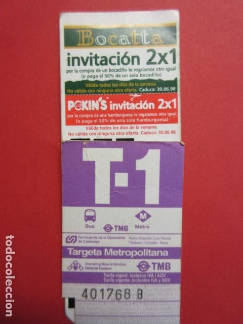 Colecionismos Bilhetes de Transporte: TARJETA RESISTIVA Ref: COL_RESISTIVA - COL_RES_T1 - 1998 - LILA - SIN PRECIO -serie B BOCATTA POKINS