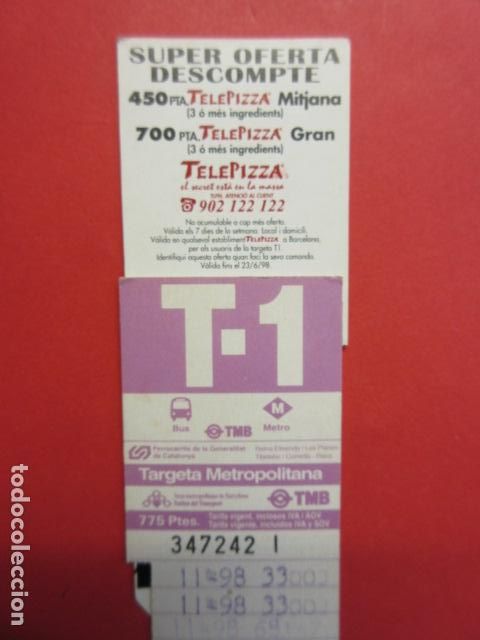 Colecionismos Bilhetes de Transporte: TARJETA RESISTIVA Ref: COL_RESISTIVA - COL_RES_T1 - 1998 - LILA - 775 Ptes. -serie I TELEPIZZA