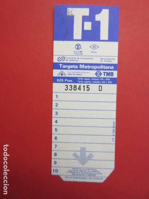 Sammeln von Fahrkarten: TARJETA RESISTIVA Ref: COL_RESISTIVA COL_RES_RR - T-1 - AZUL //SIN USAR\\ - 625 Ptes. SASI PISOS