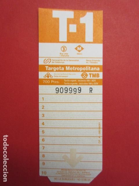 Sammeln von Fahrkarten: TARJETA RESISTIVA Ref: COL_RESISTIVA COL_RES_RR - T-1 - NARANJA //SIN USAR\\ - 700 Ptes. DON PISO