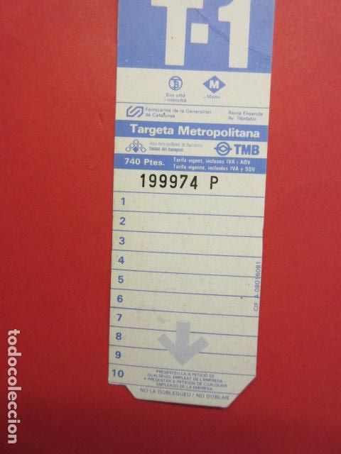 Sammeln von Fahrkarten: TARJETA RESISTIVA Ref: COL_RESISTIVA COL_RES_RR - T-1 - AZUL //SIN USAR\\ - 740 Ptes. 1997 BUS TURIS