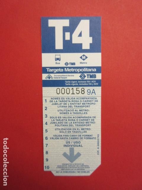 Sammeln von Fahrkarten: TARJETA RESISTIVA Ref: COL_RESISTIVA COL_RES_RR - T-4 - AZUL //SIN USAR\\ - SIN PRECIO SIN PUBLICIDA